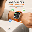 Relogio Smartwatch S9 Ultra Bluetooth 49mm Inteligente Titanium NFC Chamadas Notificações Pulseira Extra