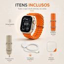 Relogio Smartwatch S9 Ultra Bluetooth 49mm Inteligente Titanium NFC Chamadas Notificações Pulseira Extra